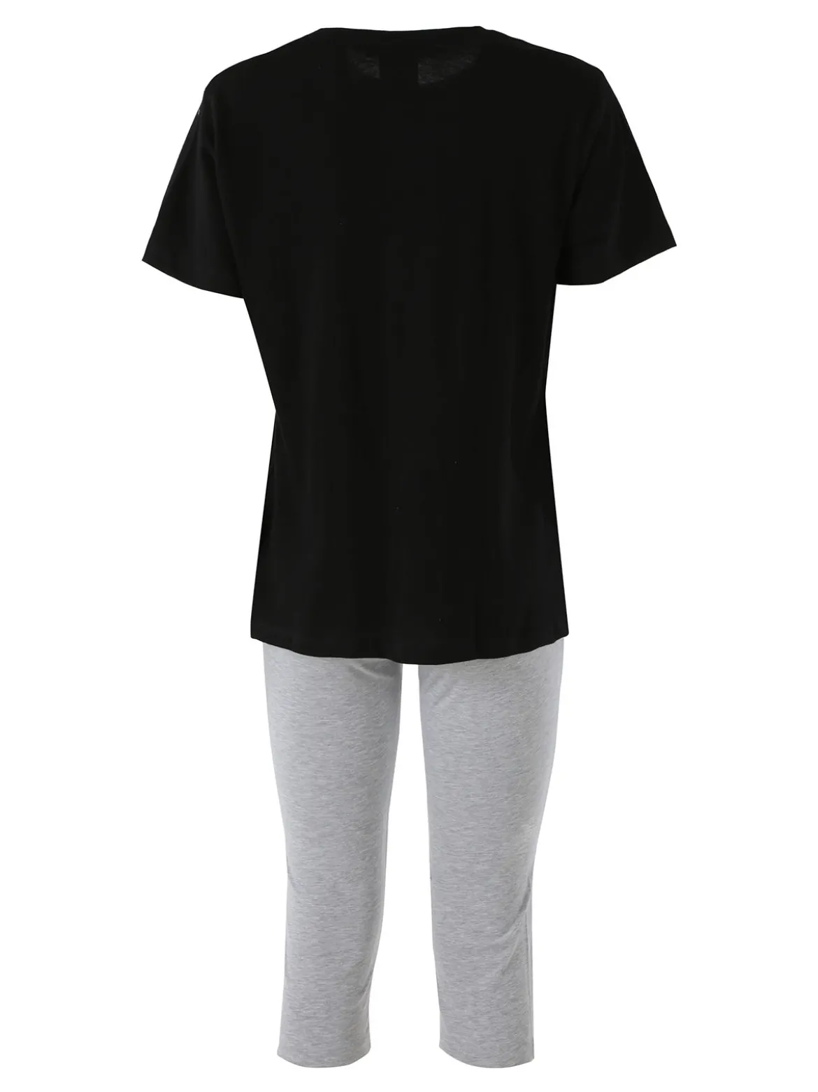 Aki Completo sportivo da donna con t-shirt e leggings a 3/4 - nero