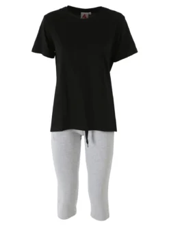 Aki Completo sportivo da donna con t-shirt e leggings a 3/4 - nero