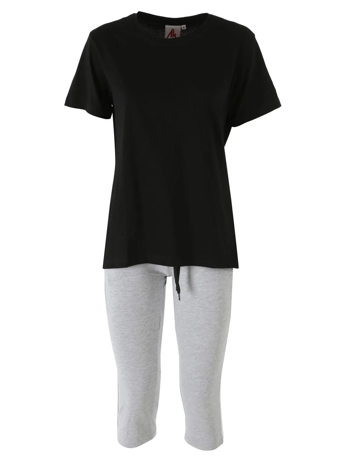 Aki Completo sportivo da donna con t-shirt e leggings a 3/4 - nero