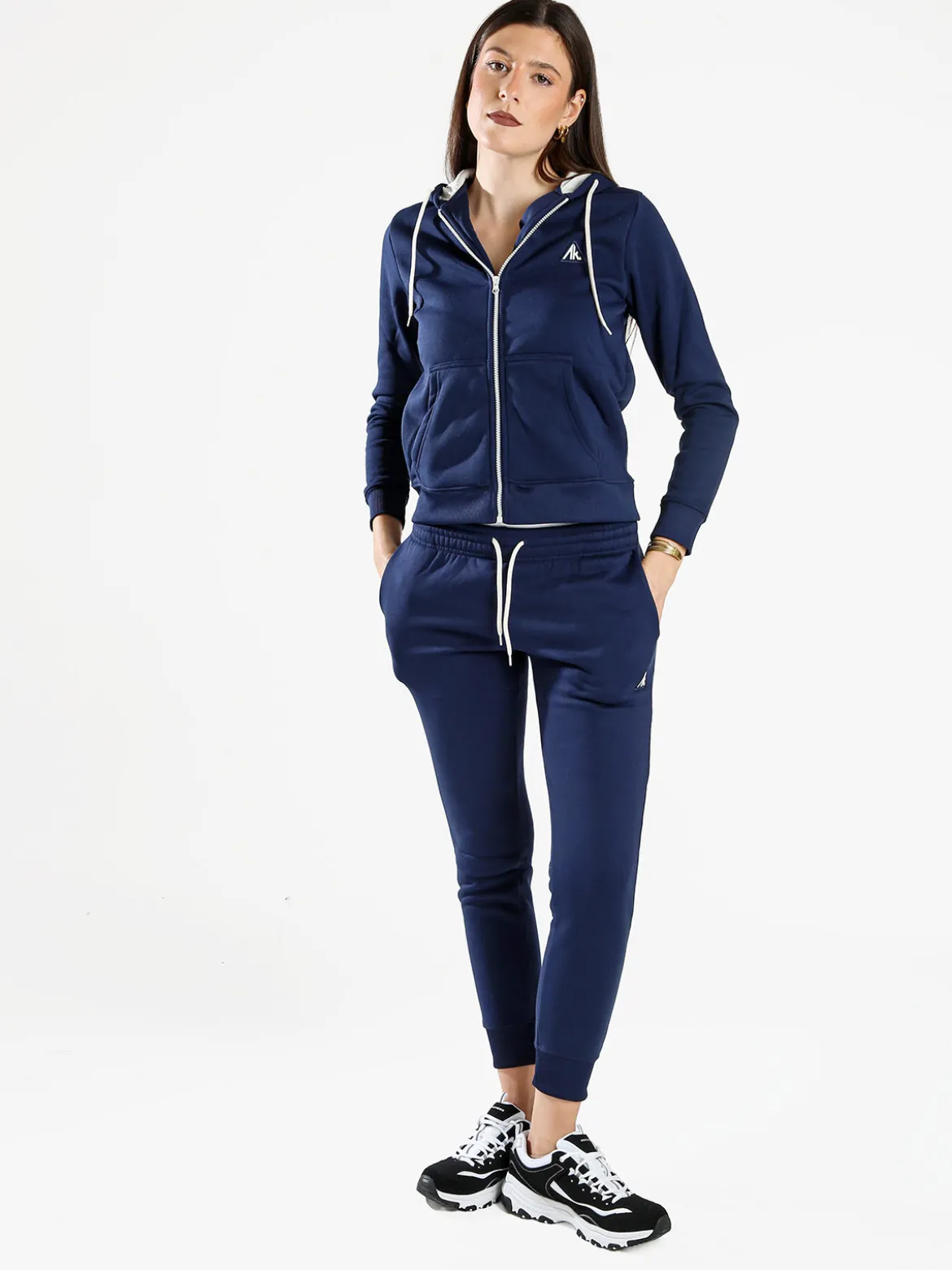 Aki Completo tuta da donna full zip con cappuccio e interno felpato - blu scuro