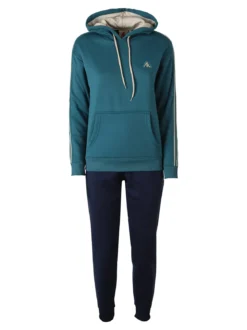 Aki Completo tuta da donna 2 pezzi con cappuccio e interno felpato - ottanio