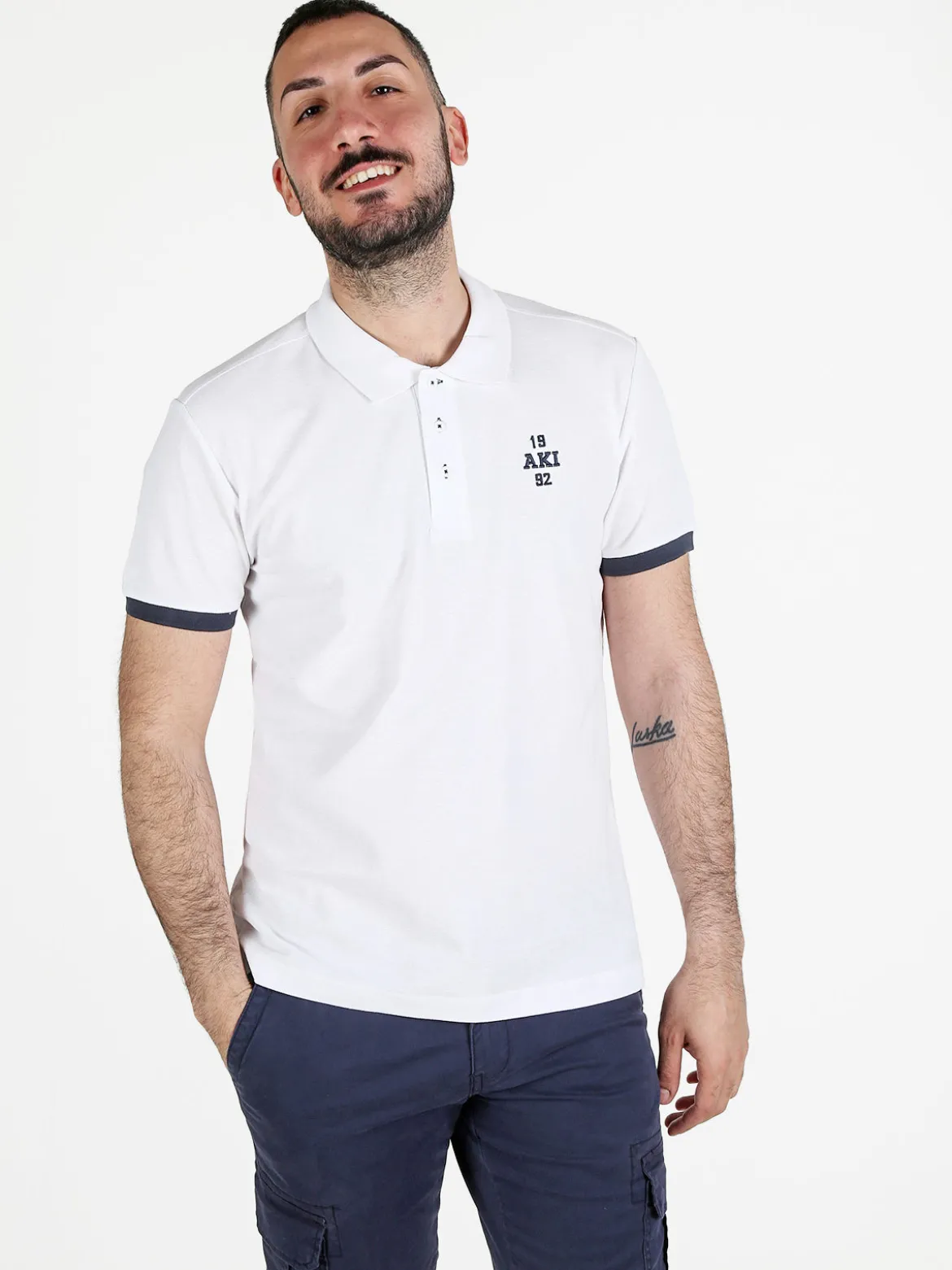 Aki Polo da uomo in cotone a maniche corte