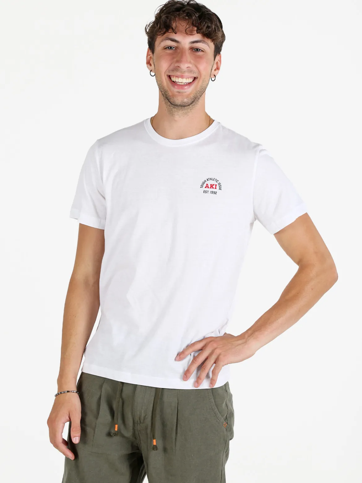 Aky T-shirt uomo girocollo in cotone - bianco