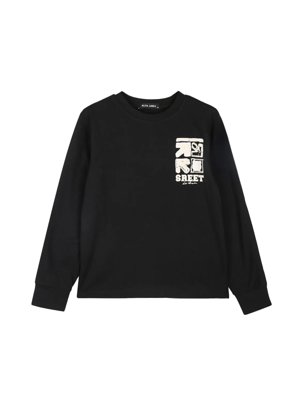 Alta Linea T-shirt maniche lunghe da bambino con stampa sul retro - nero