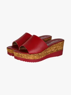 Andrea Pierago Ciabatte donna in pelle con zeppa e plateau - rosso