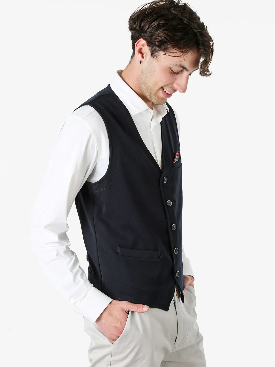 Andy Don B Gilet casual da uomo con bottoni - blu scuro