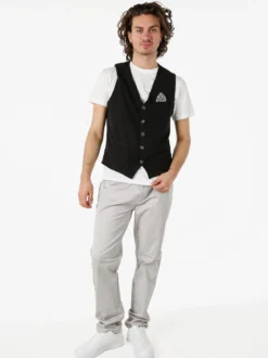 Andy Don B Gilet casual da uomo con bottoni - nero