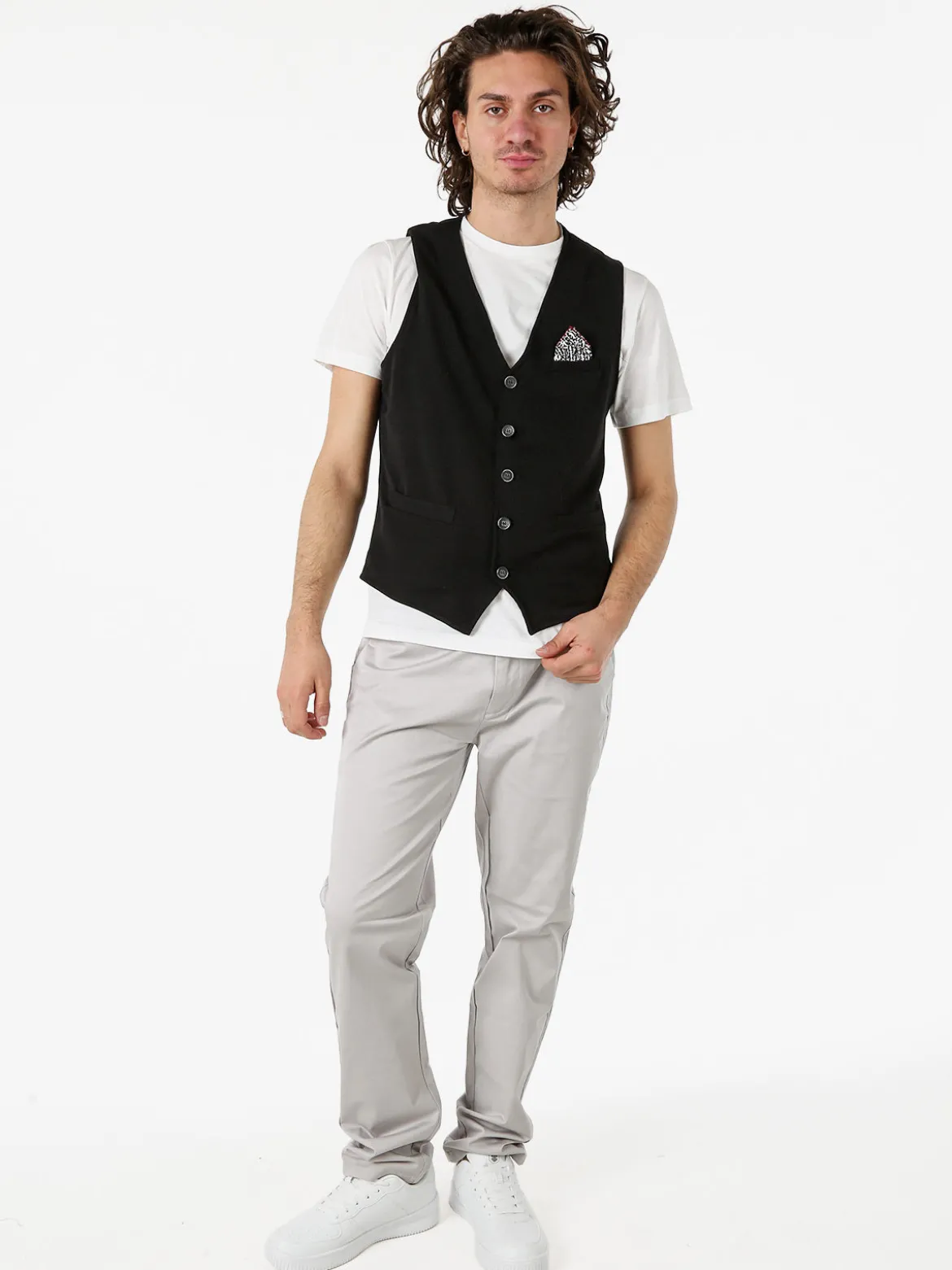 Andy Don B Gilet casual da uomo con bottoni - nero