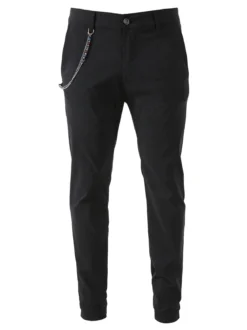 Andy Don B Pantaloni da uomo elasticizzati con stampa texture e dettaglio a catena - nero