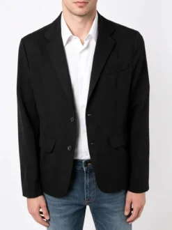 Ange Wear Blazer da uomo leggero con bottoni - nero