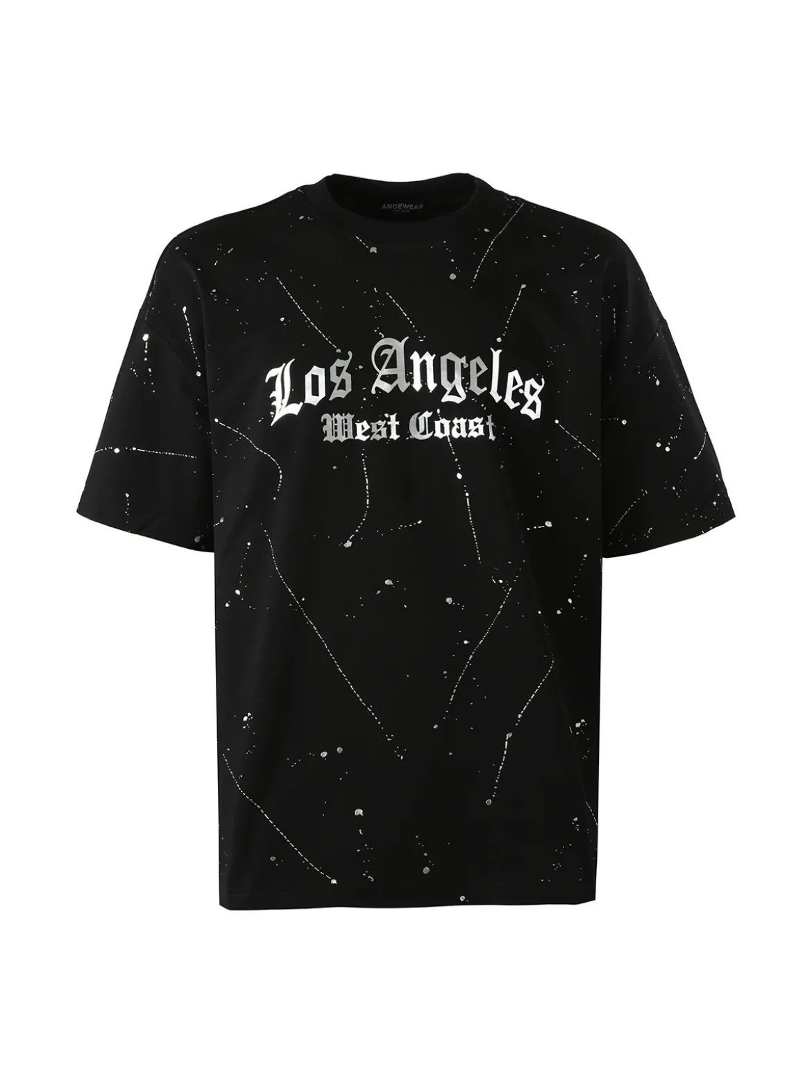 Ange Wear T-shirt da uomo in cotone con stampe metallizzate - nero