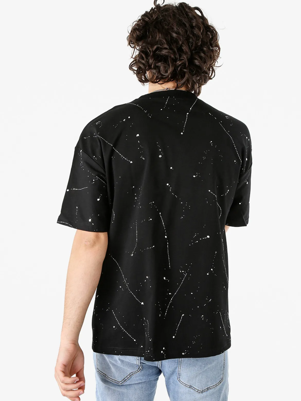 Ange Wear T-shirt da uomo in cotone con stampe metallizzate - nero