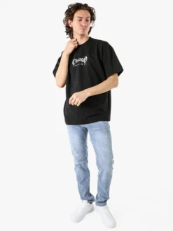 Ange Wear T-shirt oversize da uomo a nido d'ape - nero
