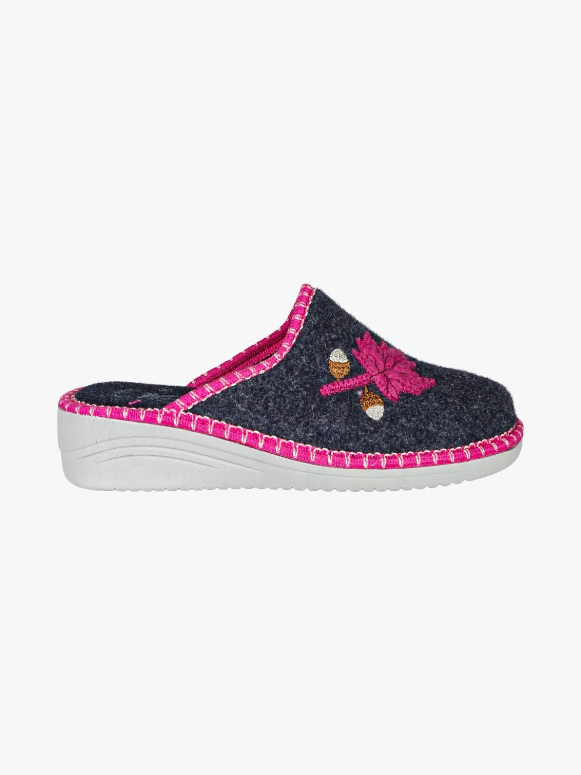 A Piedi Liberi Pantofole donna in feltro con zeppa - blu scuro