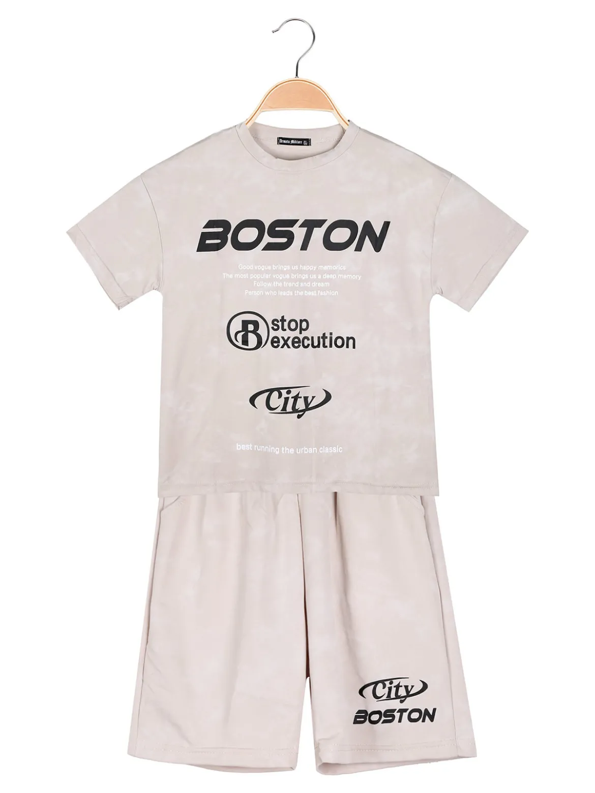 Armata Militare Completo corto da bambino in cotone con t-shirt e bermuda - beige