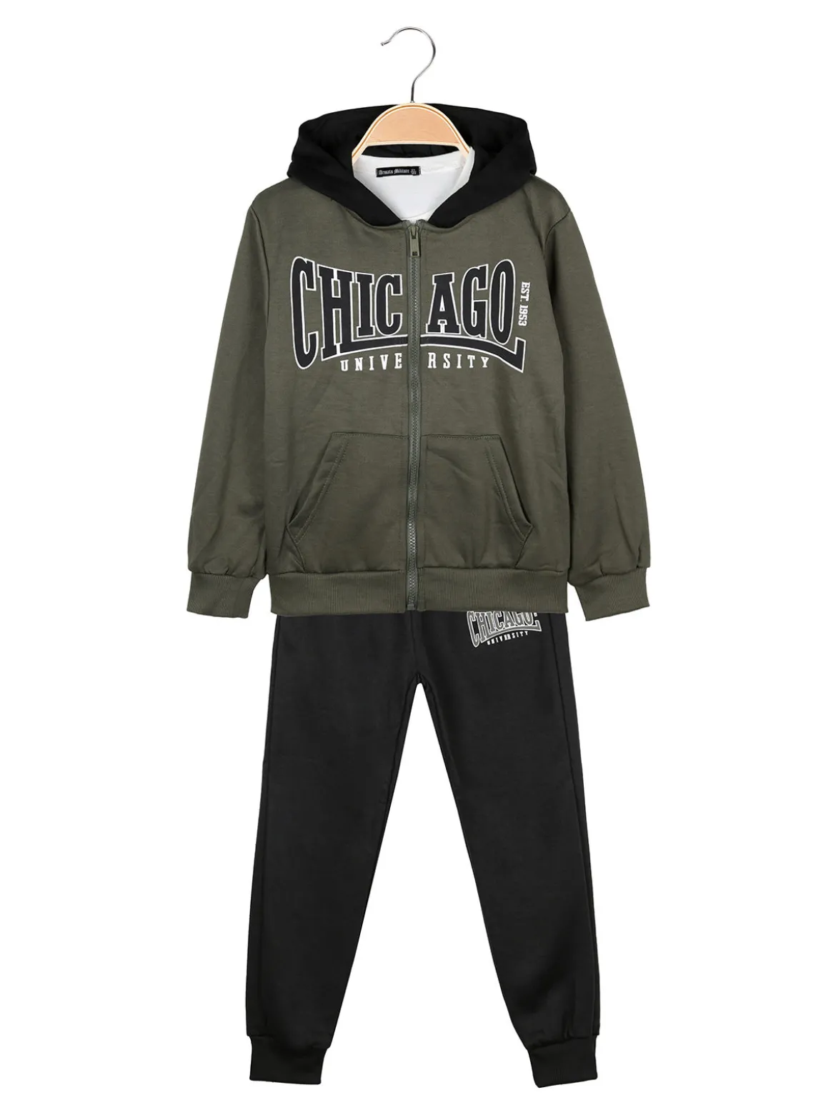 Armata Militare Completo 3 pezzi da bambino con cappuccio e zip - militare