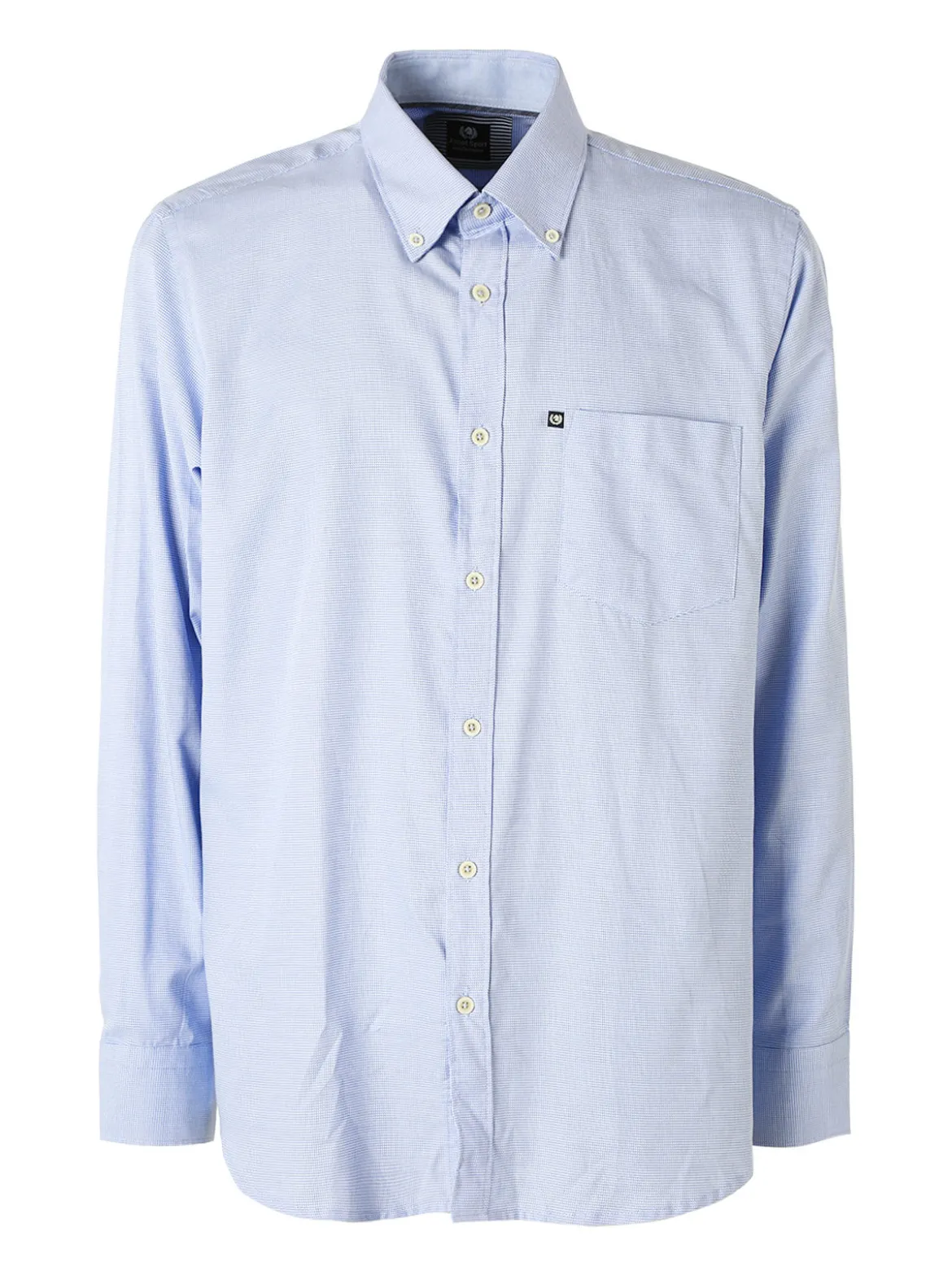 Ascot Sport Camicia da uomo in cotone a maniche lunghe con taschino - azzurro