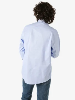 Ascot Sport Camicia da uomo in cotone a maniche lunghe con taschino - azzurro