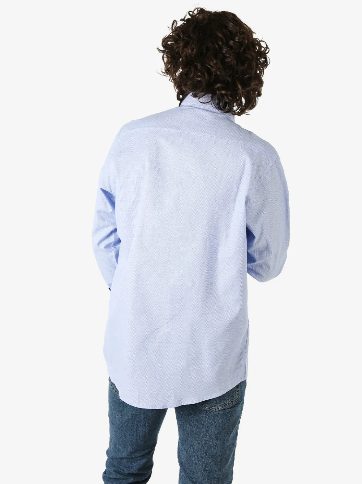 Ascot Sport Camicia da uomo in cotone a maniche lunghe con taschino - azzurro