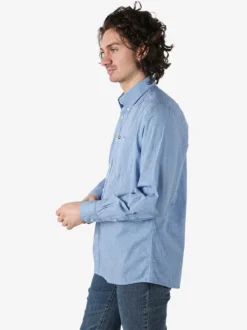 Ascot Sport Camicia da uomo in cotone a maniche lunghe con taschino - blu