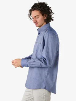 Ascot Sport Camicia da uomo in cotone a maniche lunghe con taschino e stampe - blu