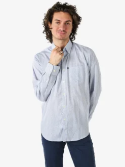 Ascot Sport Camicia da uomo in cotone stretch a maniche lunghe con taschino - multicolore