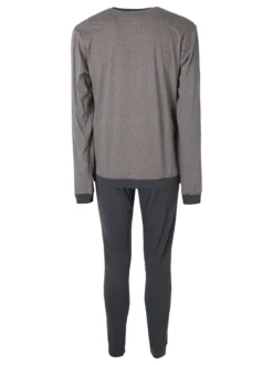A Sette Pigiama lungo da uomo in cotone - grigio