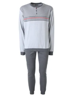 A Sette Pigiama lungo da uomo in cotone interlock - grigio