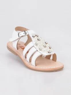 Asso Sandali bianchi con perle e strass