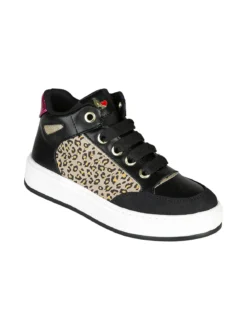 Asso Sneakers alte da ragazza con lacci e zip - nero