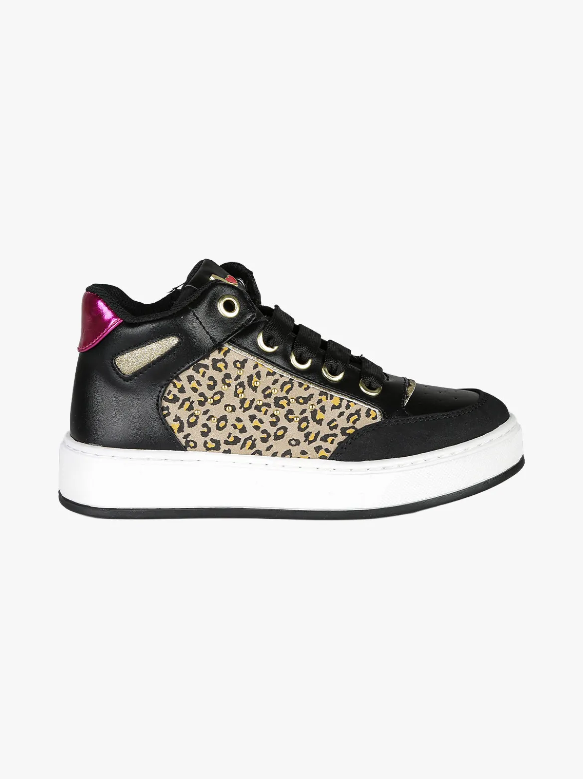 Asso Sneakers alte da ragazza con lacci e zip - nero