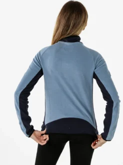 Athl Dpt Felpa donna bicolore in micropile con zip intera - azzurro