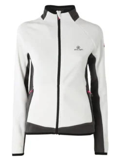 Athl Dpt Felpa donna bicolore in micropile con zip intera - bianco