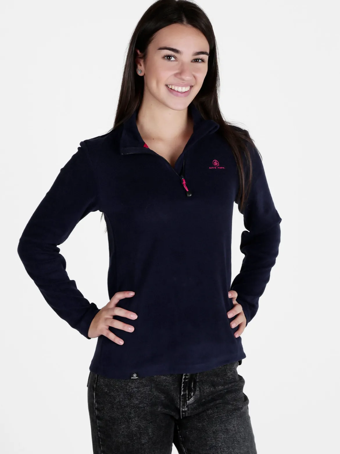 Athl Dpt Felpa donna in micropile mezza zip