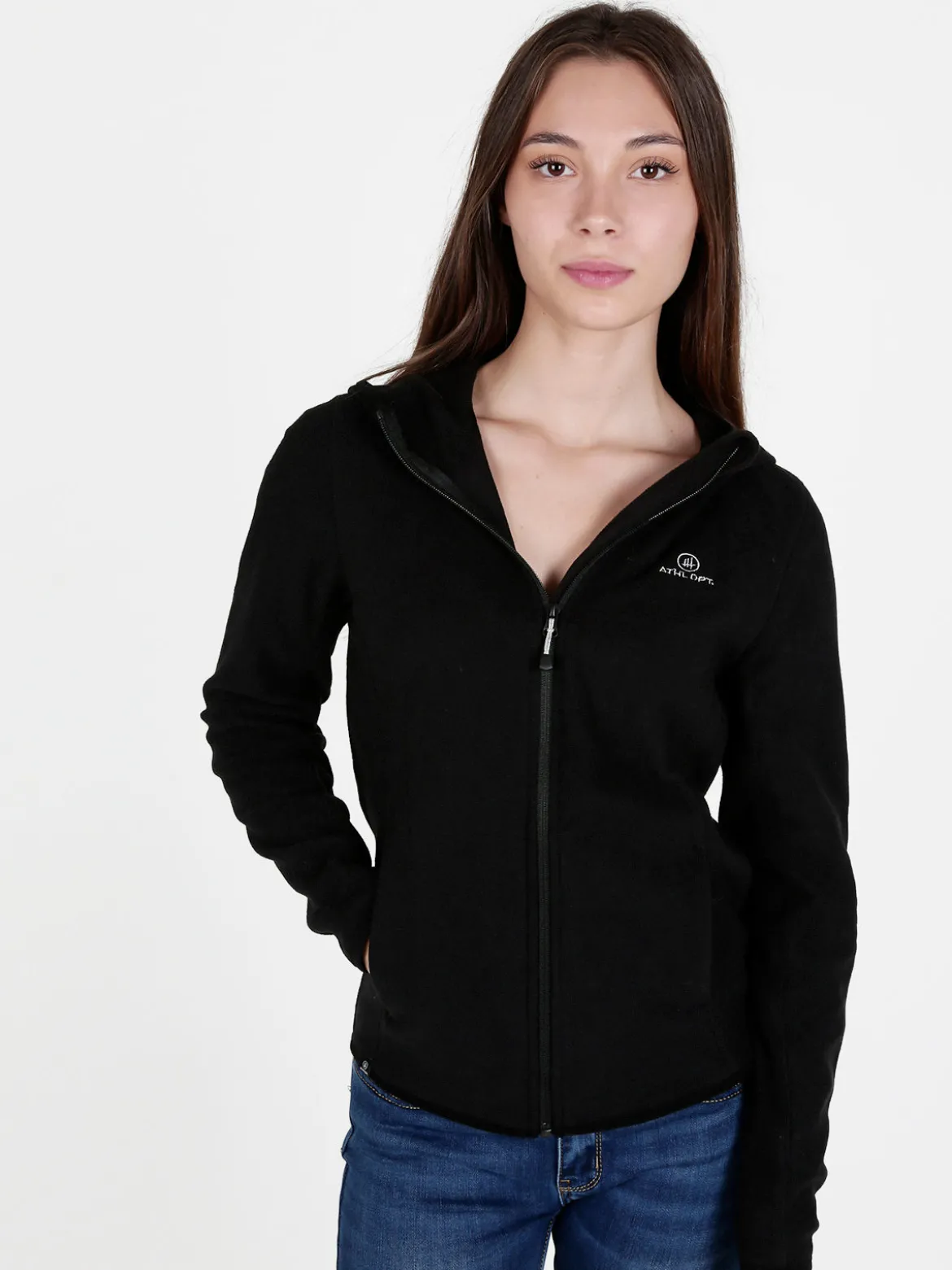 Athl Dpt Felpa donna in pile con cappuccio e zip