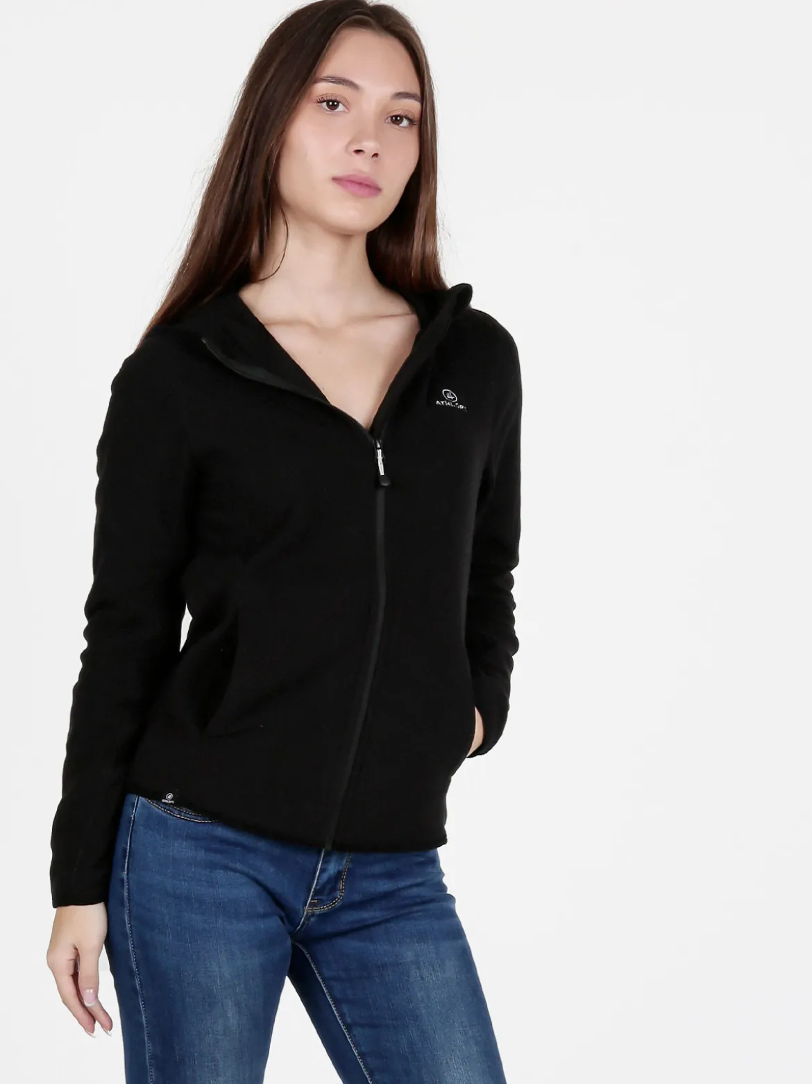Athl Dpt Felpa donna in pile con cappuccio e zip