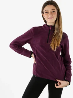 Athl Dpt Felpa donna mezza zip in micropile - viola