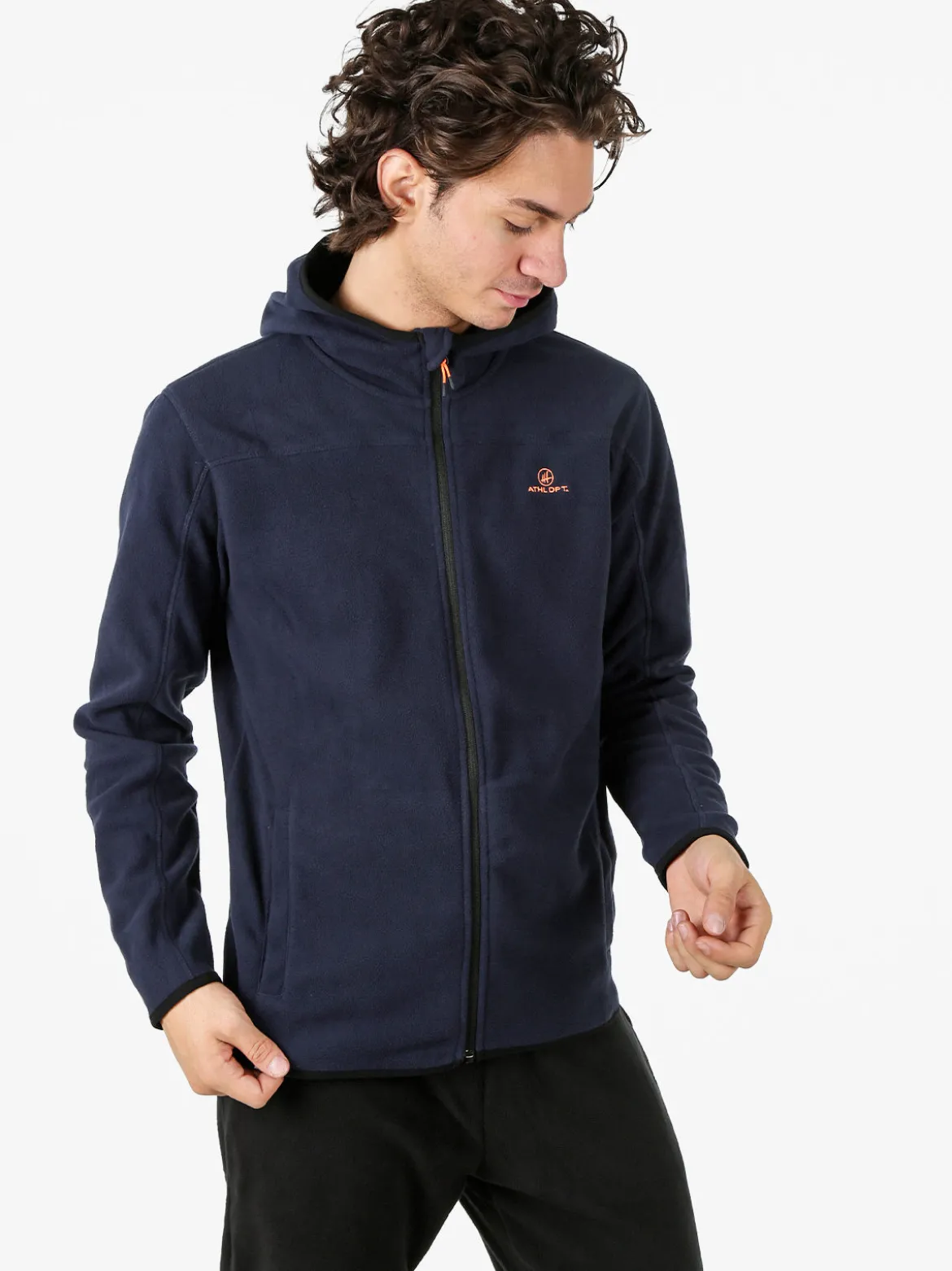 Athl Dpt Felpa uomo con cappuccio e zip in micropile - blu scuro