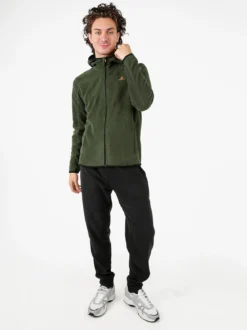 Athl Dpt Felpa uomo con cappuccio e zip in micropile - militare