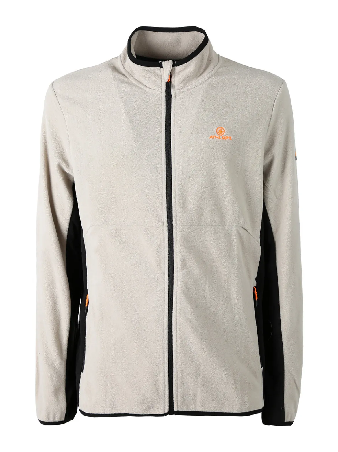 Athl Dpt Felpa uomo full zip in micropile con bordi a contrasto - fango