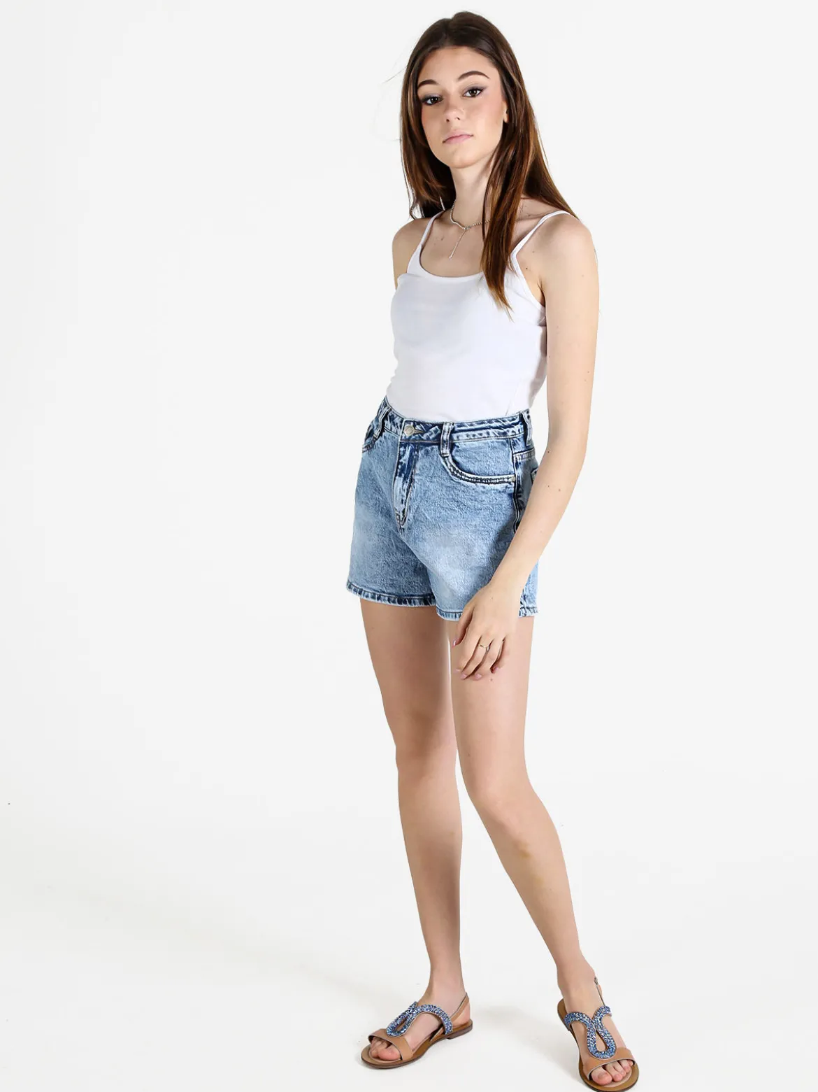 Athl Dpt Top donna in cotone con spalline sottili