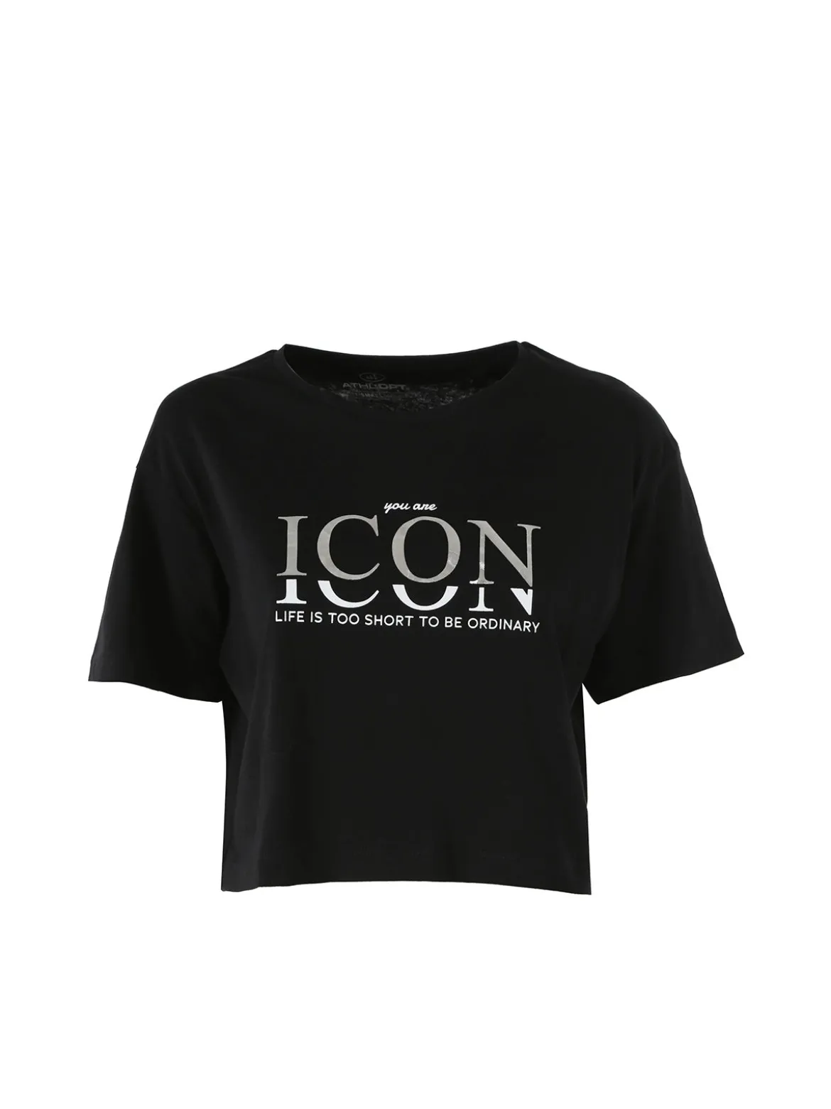 Athl Dpt T-shirt donna cropped in cotone con stampa - nero