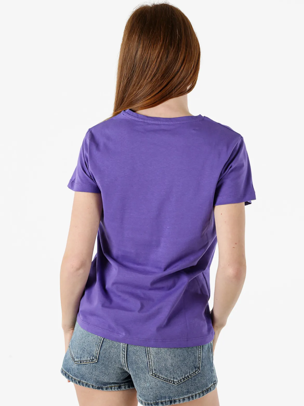 Athl Dpt T-shirt donna in cotone con stampa argento - viola