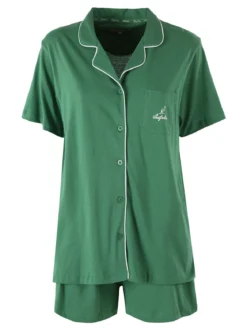 Australian Pigiama corto da donna aperto in cotone - verde