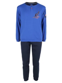 Australian Pigiama lungo da uomo in misto cotone interlock - blu