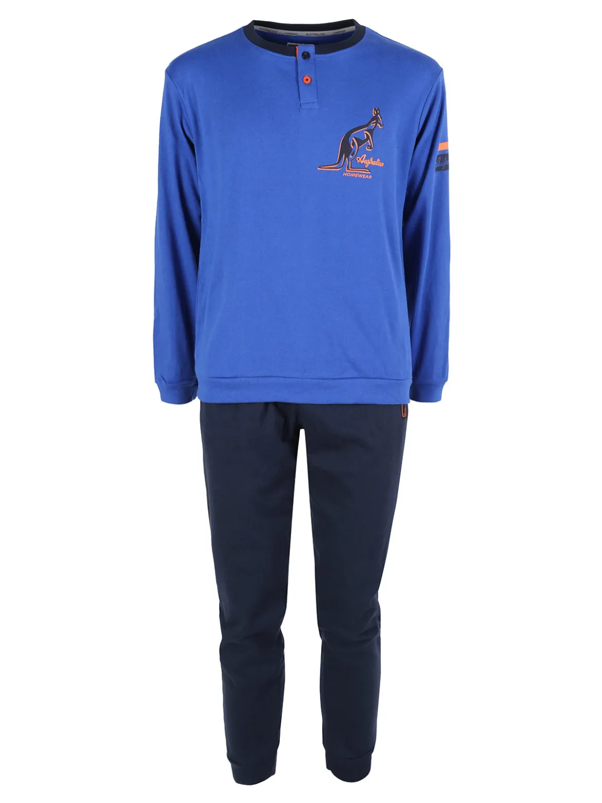 Australian Pigiama lungo da uomo in misto cotone interlock - blu