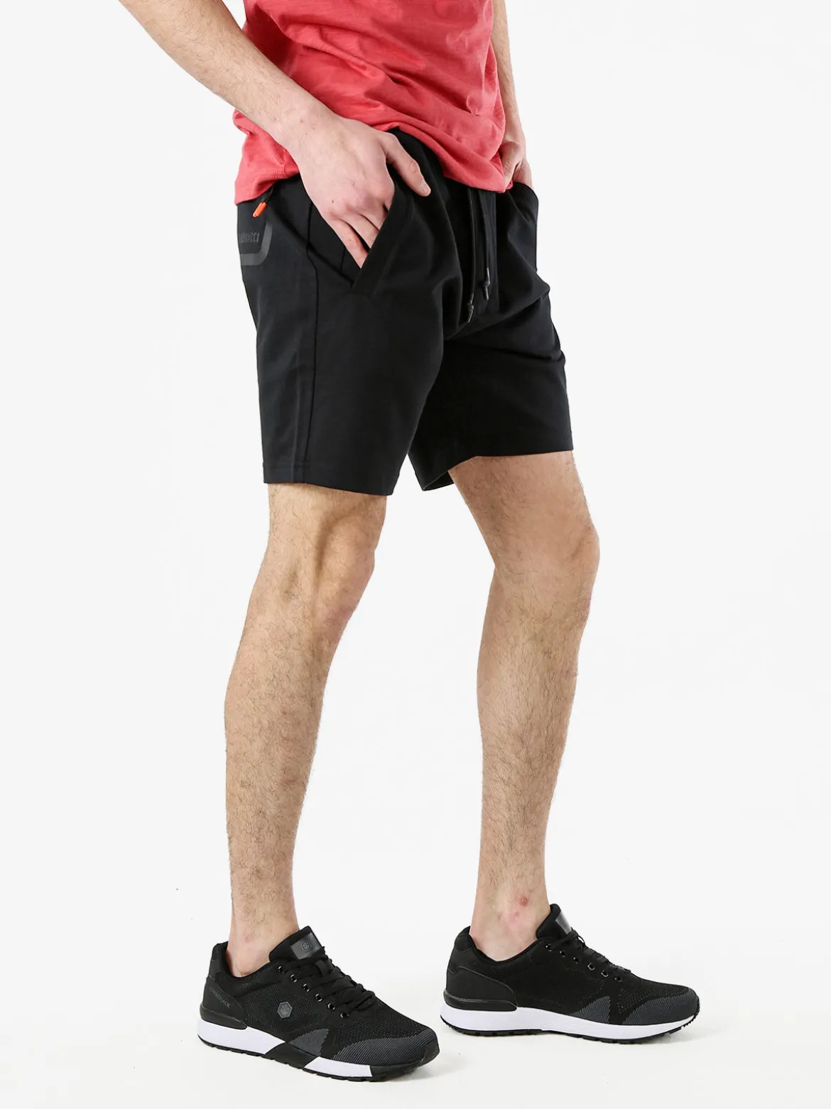 Baci & Abbracci Bermuda da uomo in cotone con coulisse - nero
