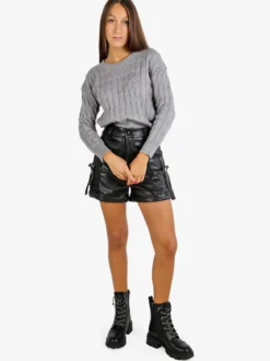Baci & Abbracci Maglione donna a trecce - grigio