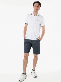 Baci & Abbracci Polo da uomo in cotone a maniche corte - bianco