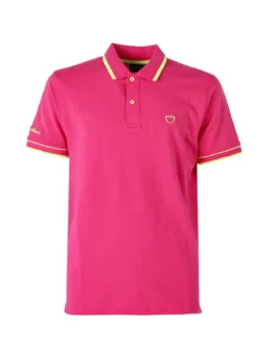 Baci & Abbracci Polo uomo manica corta con scritta - fucsia